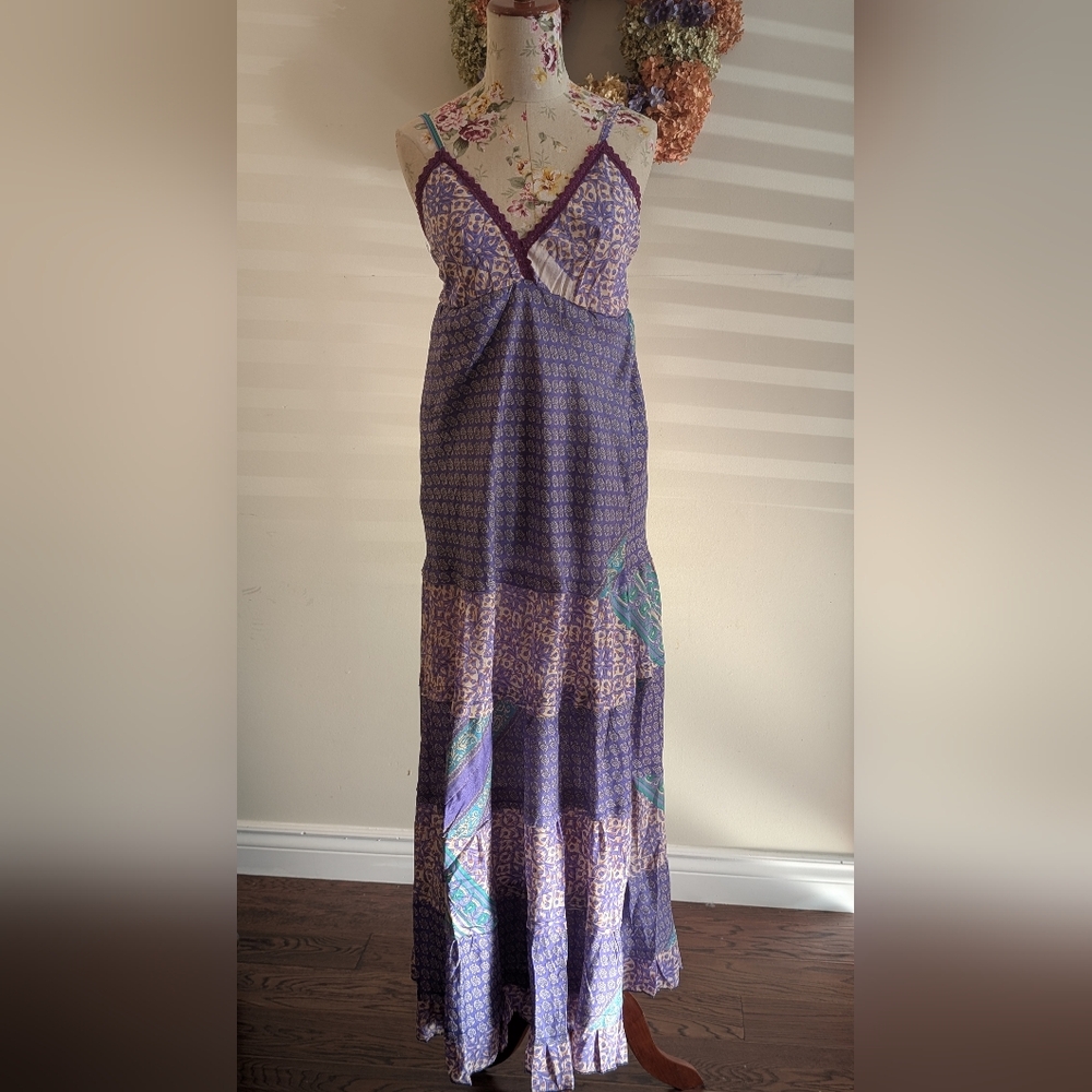 Purple Patchwork‎ Maxi Dress